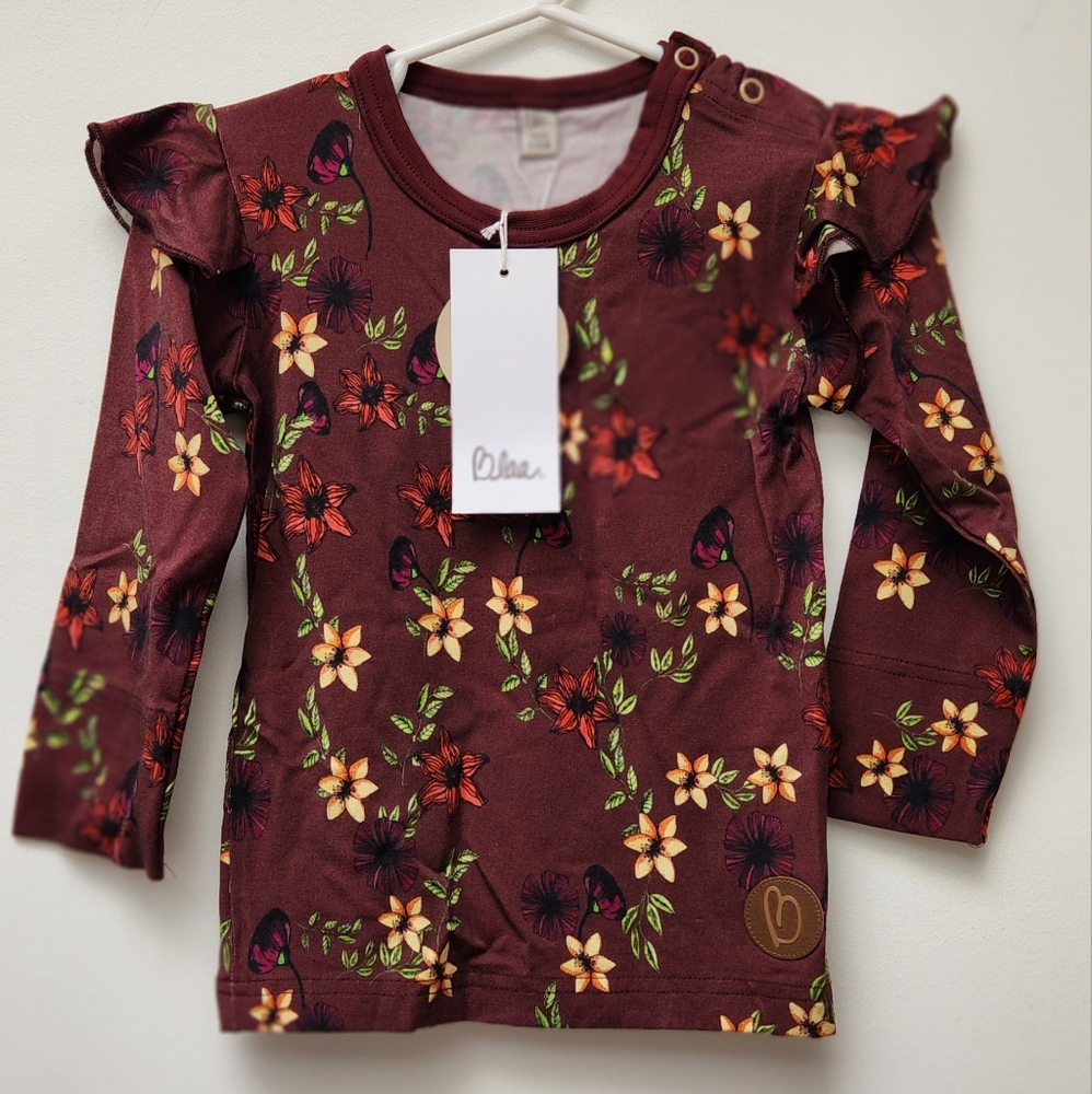 Blaa marsala long sleeve organic shirt 9-18 mos nwt